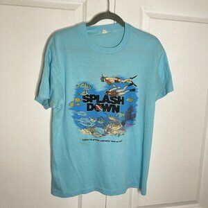 Vintage Splash Down Premier Cruise Lines Tshirt Blue Snorkling 80s Single Stitch
